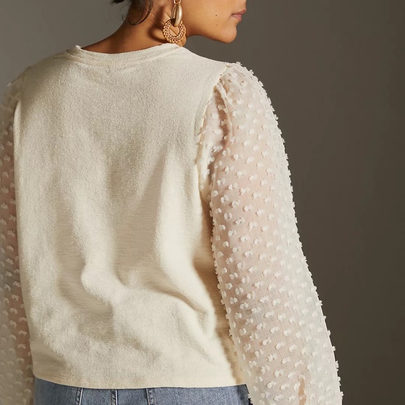 Anthropologie Maeve Textured-Long Sleeve Top L - Picture 12 of 13